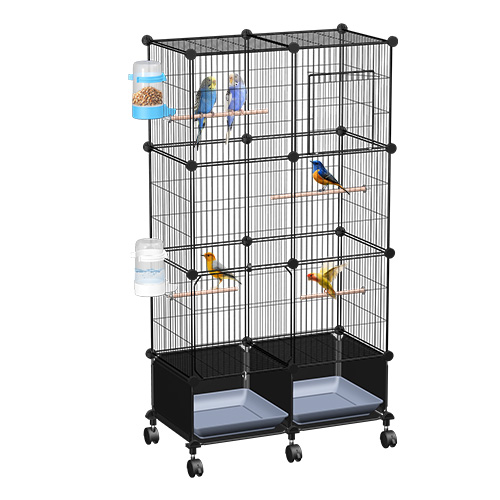 46in Bird Cage Spacious Indoor Pet Bird House with 4 Wooden Perches 2 ...